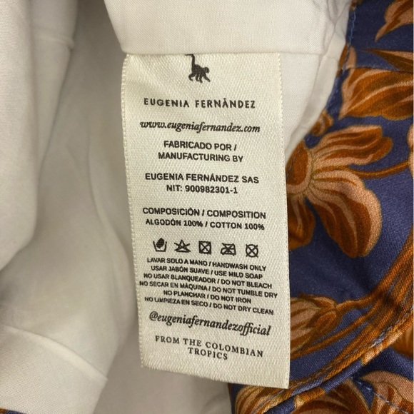 Eugenia Fernandez || Puff Sleeve Tie Front Keyhole Floral Mini Dress Large - Picture 8 of 8